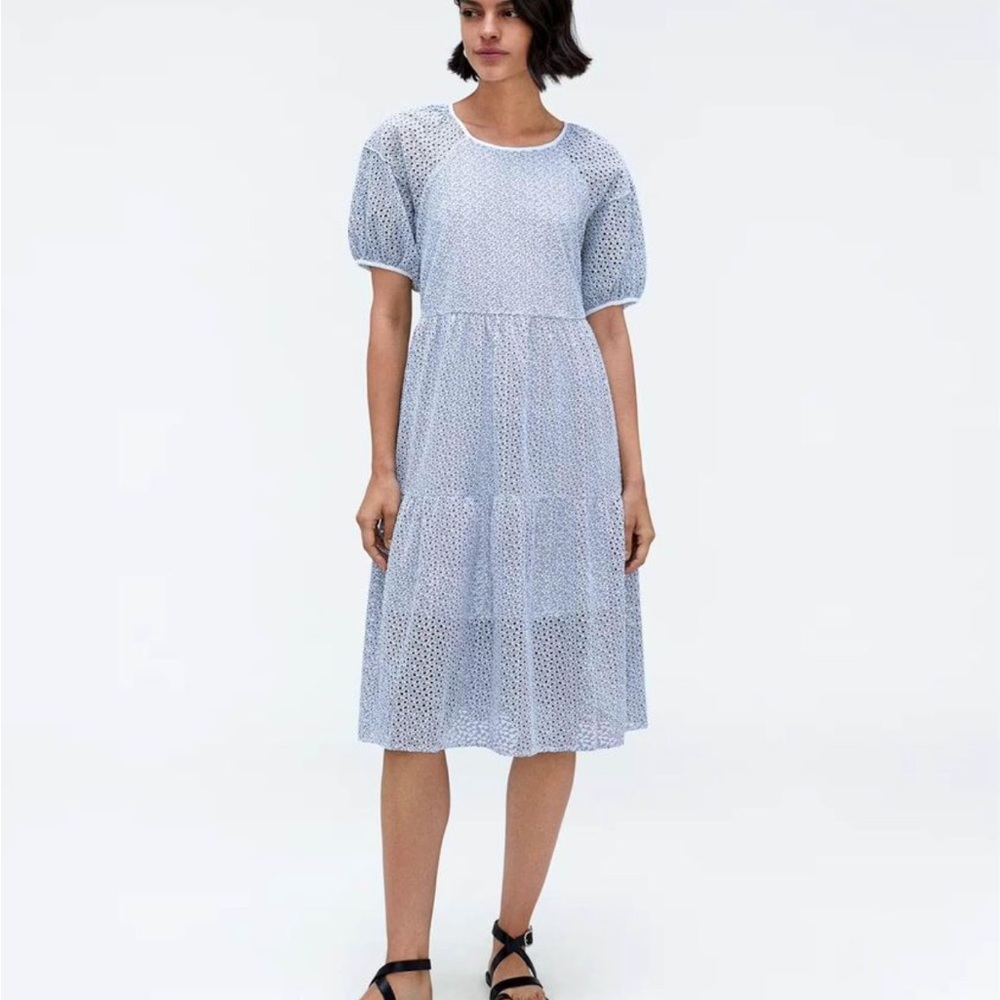 Everlane Tiered Eyelet MIDI Dress XS